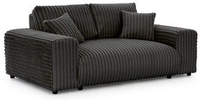 Divano grigio scuro con rivestimento in velluto a coste 178 cm Justin – Ropez