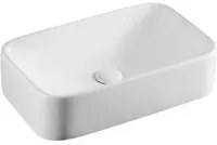 Lavabo d'appoggio rettangolare in ceramica bianca 48,5x28,5 H.12,5 cm