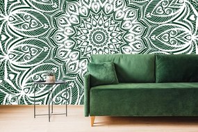 Carta da parati – Mandala dell'armonia su sfondo verde