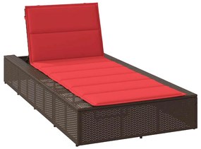 Lettino Prendisole Con Cuscino Galleggiante Marrone Polyrattan /