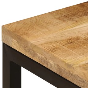 Tavolino da Caffè 100x50x35cm Legno Massello di Mango e Acciaio