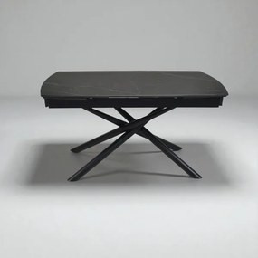 Tavolo allungabile 140-200x90 cm top marmo e gambe nere - VERAL