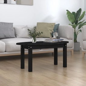 Tavolino Da Salotto Nero 80x40x35 Cm İn Legno Massello Di Pino /