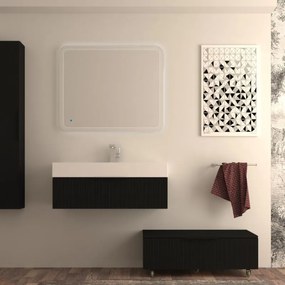 Mobile da bagno sotto lavabo BADEN HAUS Modula nero laccato opaco L 90 x H 25 x P 44 cm 1 cassetto, lavabo non incluso