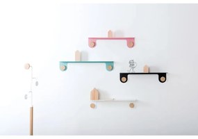 Mensola a muro in acciaio verde con dettaglio in legno di quercia con 2 ganci , lunghezza 60 cm Hook - Gazzda