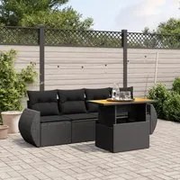 Set Divani da Giardino 5 pz con Cuscini in Polyrattan Nero 3272070