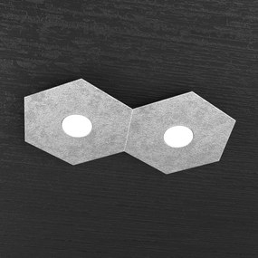 Plafoniera Industrial-Minimal Hexagon Metallo Foglia Argento 2 Luci Led 12X2W