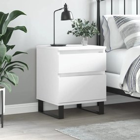 Comodino Bianco 40x35x50 Cm İn Legno Multistrato /