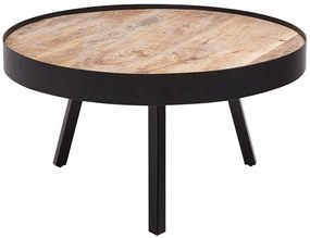 Tavolino da caffè legno di mango naturale e nero ⌀ 74 cm WAKITA Beliani