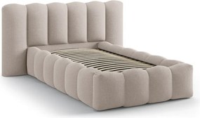 Letto singolo imbottito marrone chiaro con contenitore con rete inclusa 90x200 cm Lupine – Micadoni