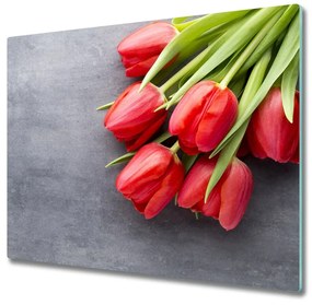 Tagliere in vetro temperato Tulipani rossi 60x52 cm