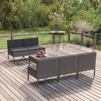 Set Divani da Giardino 9 pz con Cuscini in Polyrattan Grigio 3094322