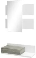 Mobile da Ingresso 2 in 1 con Specchio e Cassetto in MDF Grigio e Bianco