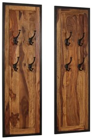 Appendiabiti 2 Pz İn Legno Massello Di Sheesham /