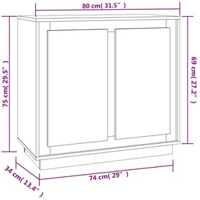 Credenza Rovere Marrone 80x34x75 cm in Legno Multistrato