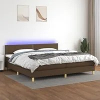 Letto a Molle Materasso e LED Marronescuro 200x200cm in Tessuto 3133664