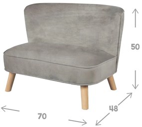 Divano per bambini in velluto grigio chiaro 70 cm Lil Sofa - Roba