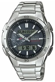 Orologio Uomo Casio WAVE CEPTOR Multibadn 6 Tough Solar Nero Grigio Argentato (Ø 43,5 mm)