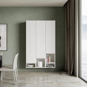Parete soggiorno verticale Isoka A20 L.120 H 194 P.39,5 Bianco
