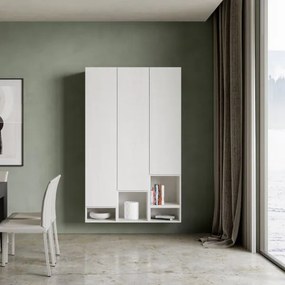 Parete soggiorno verticale Isoka A20 L.120 H 194 P.39,5 Bianco