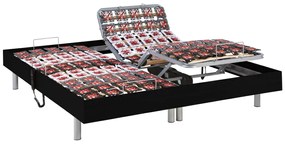 Rete relax doghe e 2x65 sospensioni deco in legno nero di DREAMEA - 2 x 80 x 200 cm - Motori OKIN