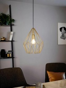 Lampadario Design Carlton dorato paralume oro E27 Ø31cm EGLO