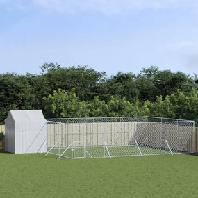 Cuccia cani da esterno tetto argento 10x6x2,5 m acciaio zincato