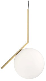 Lampada sospensione a luce diffusa 205W E27 in ottone con diffusore opalino di vetro soffiato IC Lights S3 F3151059 Flos