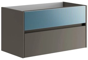 Mobile da bagno sospeso sotto lavabo L 89.5 x H 50 x P 45.5 cm grigio laccato opaco, 2 cassetti Niwa