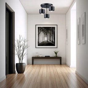 Lampadario a sospensione con supporto rigido 3xE27/35W/230V diametro 30 cm nero/oro