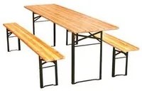 set tavolo + 2 panche birreria 2 gambe tavolo cm.200x60x77h. - panche cm.200x25x47h. fer124775