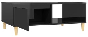 Tavolino da salotto nero lucido 90x60x35 cm in truciolato
