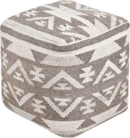 AXEL - pouf in lana avorio con decoro 40 x 40
