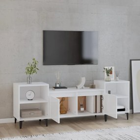 Mobile porta tv bianco lucido 160x35x55 cm in legno multistrato