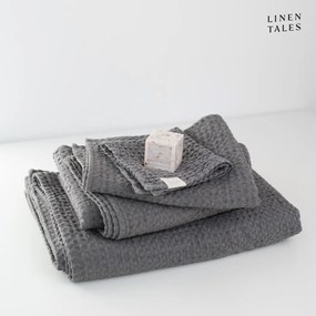 Asciugamani e teli da bagno grigio scuro in un set di 3 pezzi Dark Grey - Linen Tales