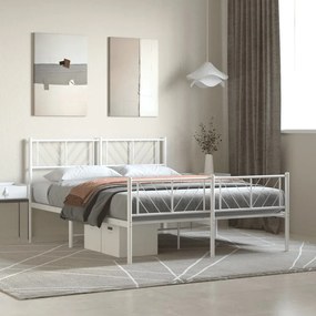 Giroletto Con Testiera E Pediera Metallo Bianco 160x200 Cm /