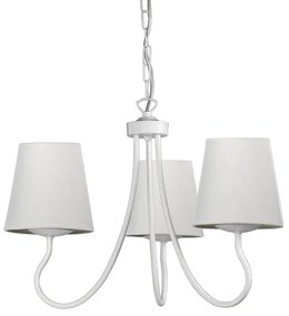 Lampadario Country charm Margot bianco paralume bianco 3x E14