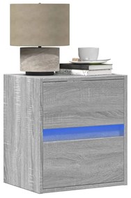 Comodini A Parete Con Luci Led 2 Pz Grigio Sonoma /
