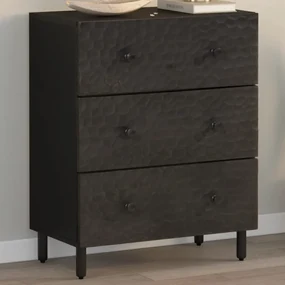 Credenza Nera 60x33x75 Cm İn Legno Massello Di Mango /