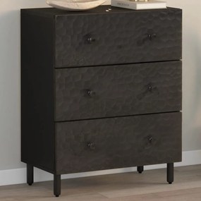 Credenza Nera 60x33x75 Cm İn Legno Massello Di Mango /