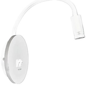 LED Lampada flessibile da parete con base USB 1xLED/8W+1xLED/2W/230V bianco/argento