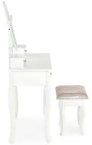 Tavolino da toilette SARA 80x130 cm + stool 45x37 cm bianco