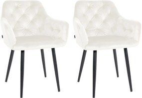 Set 2 Sedie Pranzo İn Velluto Stanley - Eleganza E Comfort / Creme