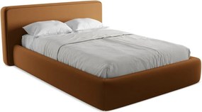 Letto matrimoniale imbottito in terracotta con contenitore con griglia 140x200 cm Kiana - Makamii