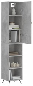 Credenza grigio cemento 34,5x34x180 cm in legno multistrato