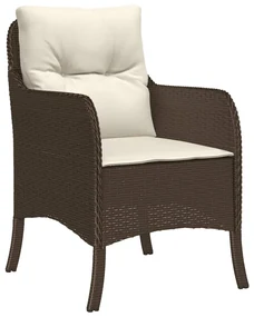 Set da pranzo da giardino 5pz con cuscini in polyrattan marrone