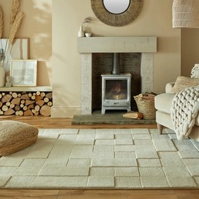 Tappeto in lana beige 200x290 cm Checkerboard - Flair Rugs