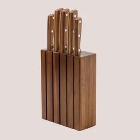 Set Di Coltelli Da Cucina Con Portacoltelli Di Legno Espe Acacia Marrone - Sklum