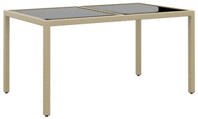 Set da pranzo giardino 5 pz polyrattan e vetro temperato beige