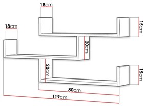 Mensola TRIO 55x119 cm grigio